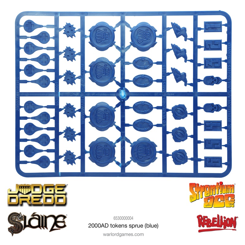 Plastic 2000AD tokens sprue Blue