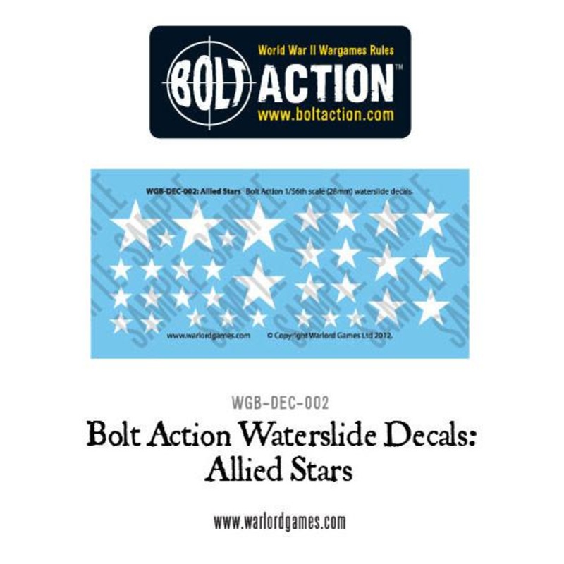 Bolt Action Allied Stars decal sheet
