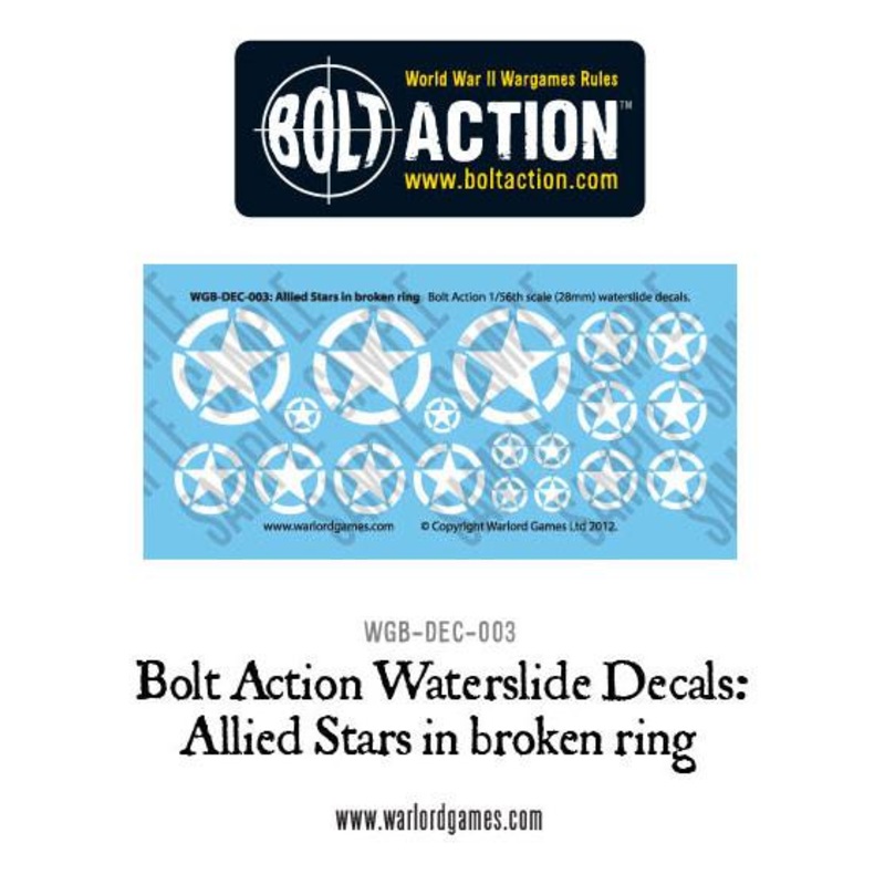 Bolt Action Allied Stars in broken ring decal sheet