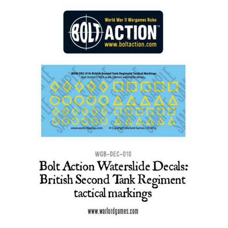 Bolt Action  British Second Tank Regiment tactical markings decal sheet