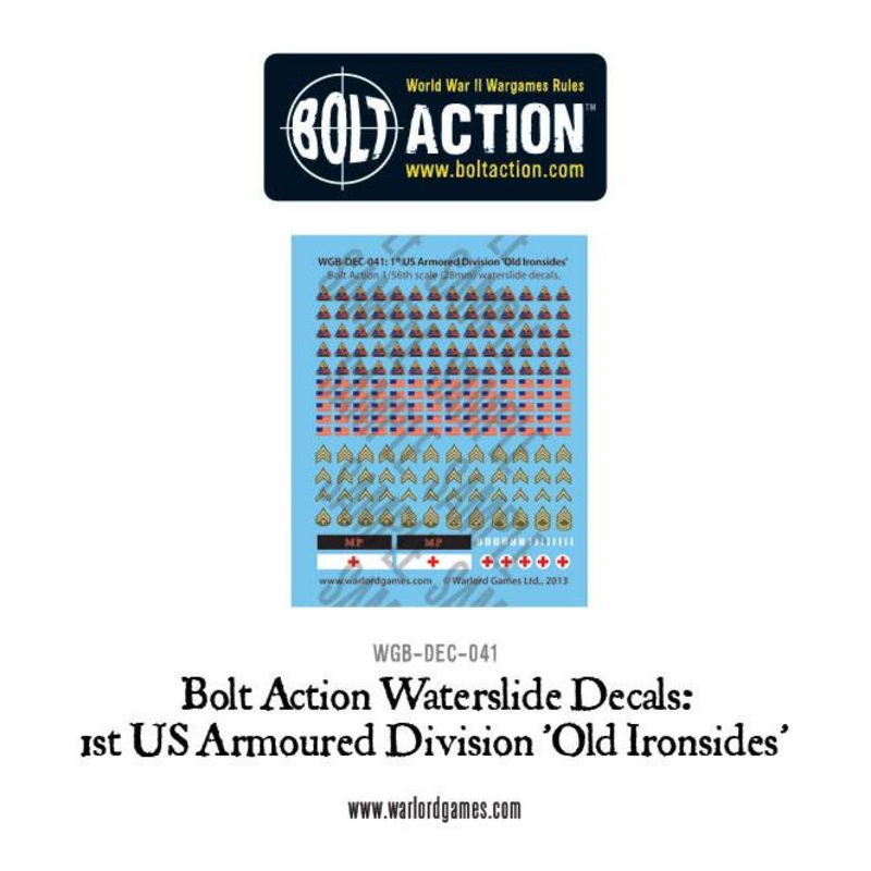 1st US Armoured Division 'Old Ironsides' decals