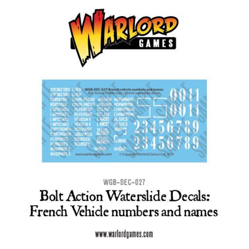 French vehicle numbers and names decal sheet
