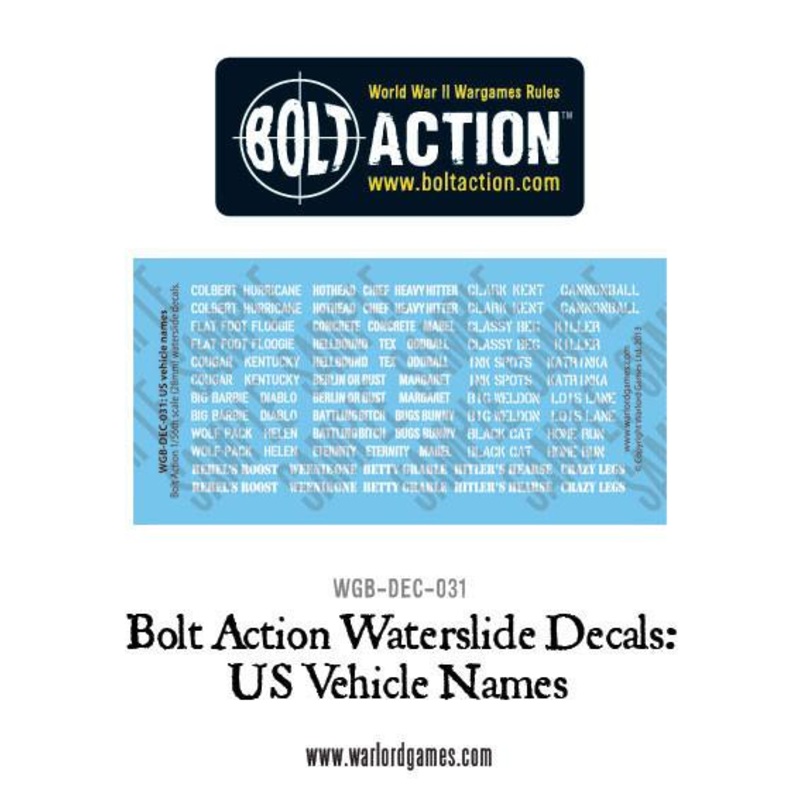 US vehicle names decals