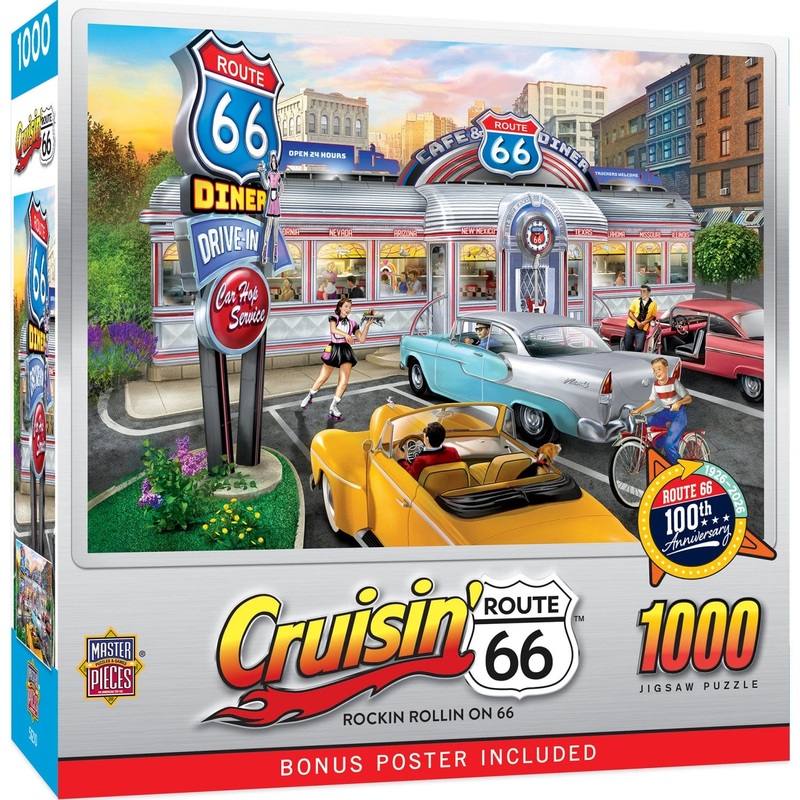 Cruisin' Route 66 - Rockin Rollin on 66 1000 Piece Jigsaw Puzzle