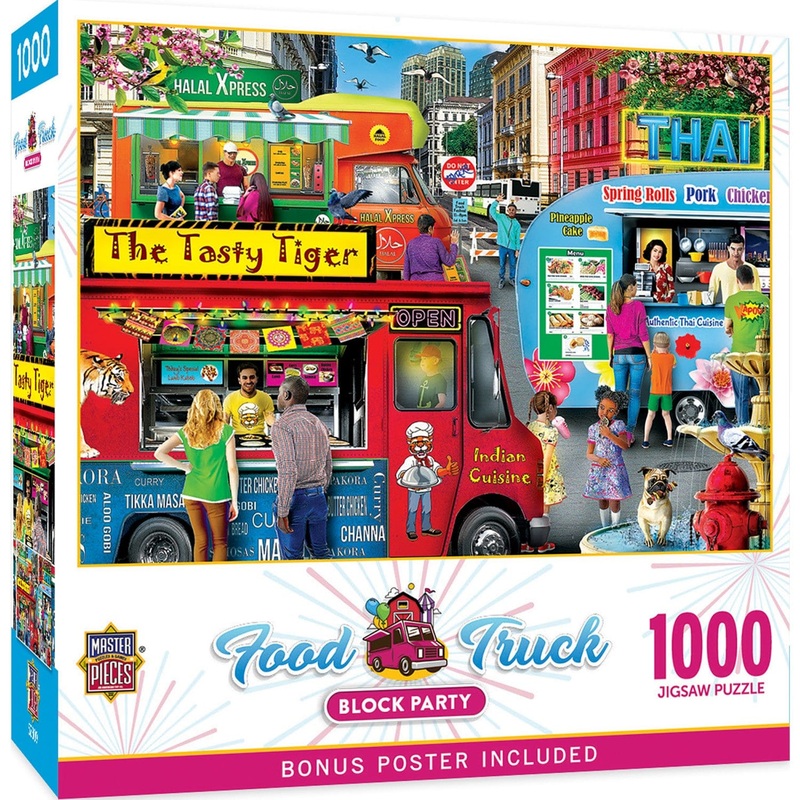 Food Truck Roundup - Block Party 1000 Piece Jigsaw Puzzle