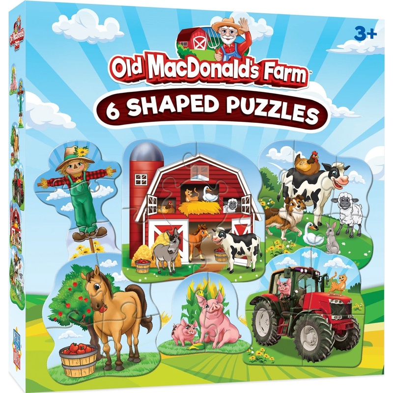Old MacDonald's Farm 6-Pack Mini Shaped Jigsaw Puzzles
