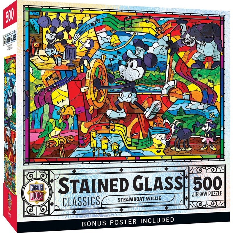 Stained Glass - Steamboat Willie 500 Piece Jigsaw Puzzle
