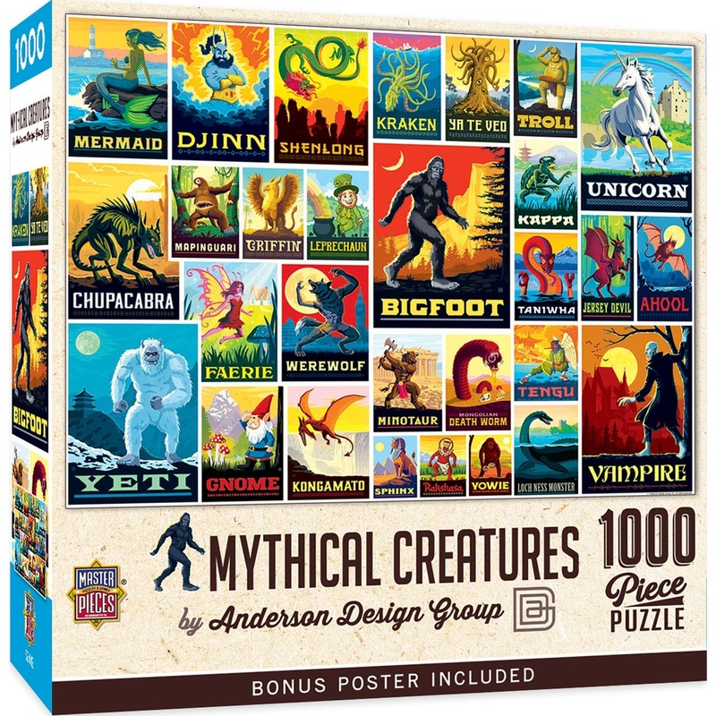 Vintage Posters - Mythical Creatures 1000 Piece Jigsaw Puzzle