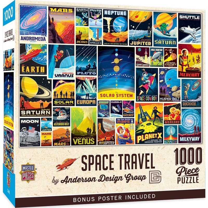 Vintage Posters - Space Travel 1000 Piece Jigsaw Puzzle