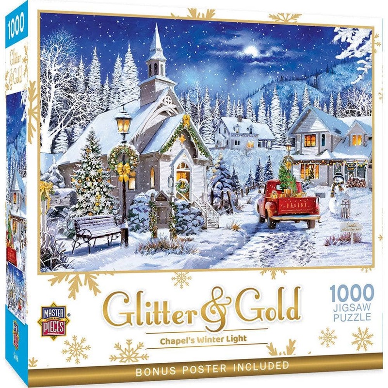 Glitter & Gold - Chapel's Winter Light 1000 Piece Puzzle