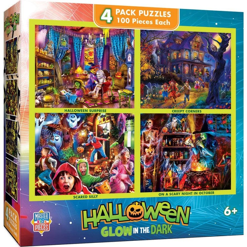 Halloween Glow in the Dark 4-Pack 100 Piece Jigsaw Puzzles
