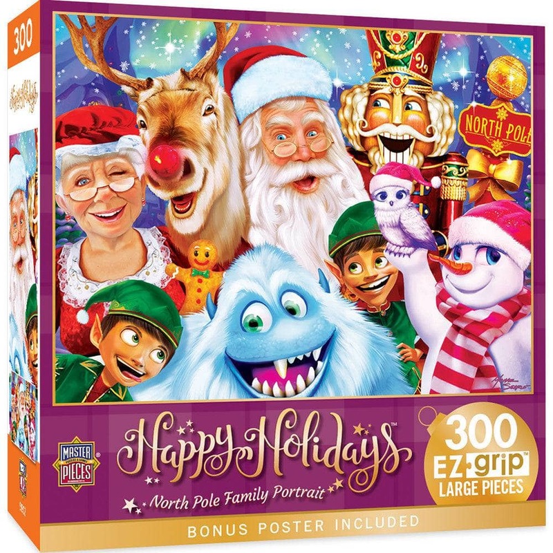 Happy Holidays - North Pole Family Portrait 300 Piece EZ Grip Jigsaw Puzzle