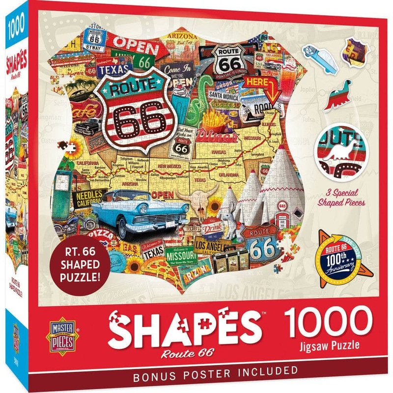 Route 66 1000 Piece Shaped Jigsaw Puzzle