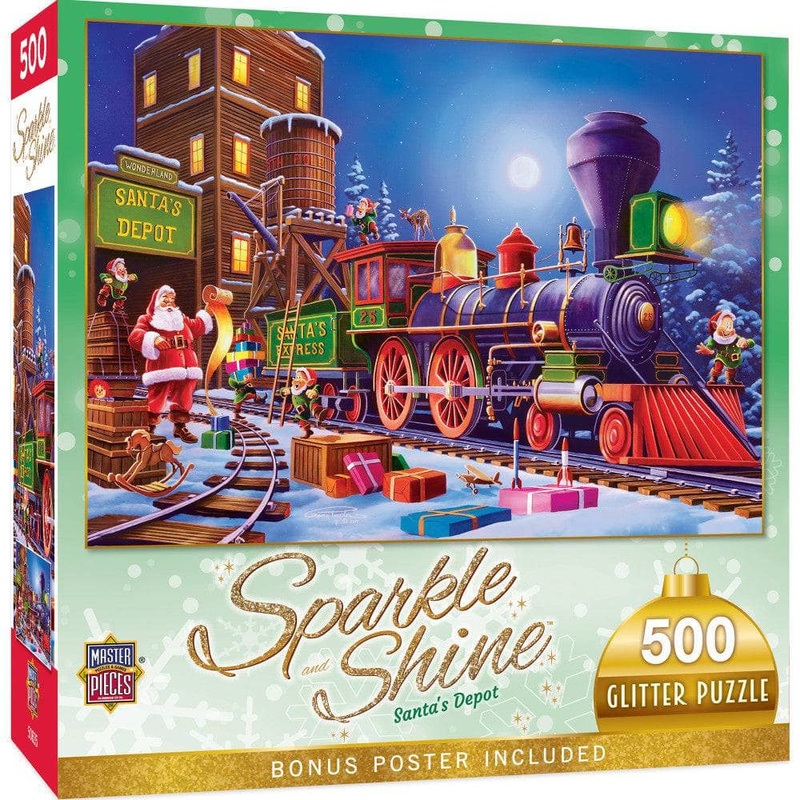 Sparkle & Shine - Santa's Depot 500 Piece Glitter Jigsaw Puzzle