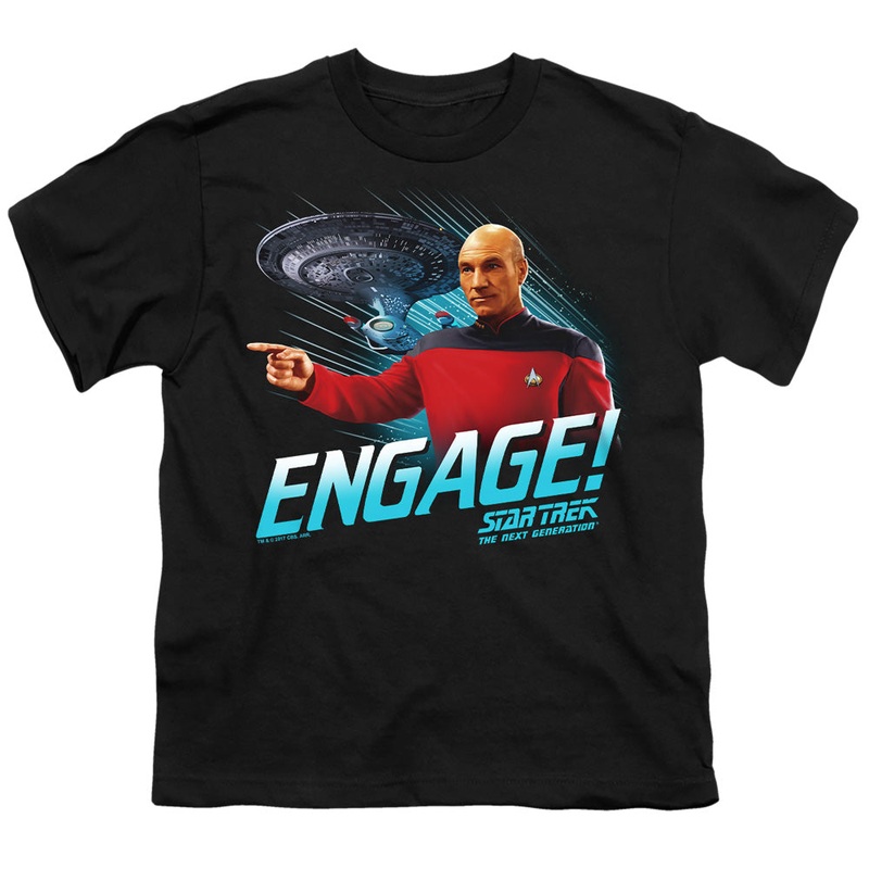 Star Trek - Engage - Short Sleeve Youth 18/1 - Black T-shirt