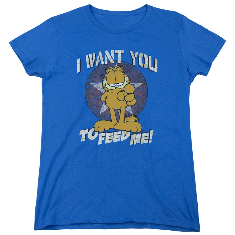 Garfield - I Want You - Short Sleeve Womens Tee - Royal Blue T-shirt