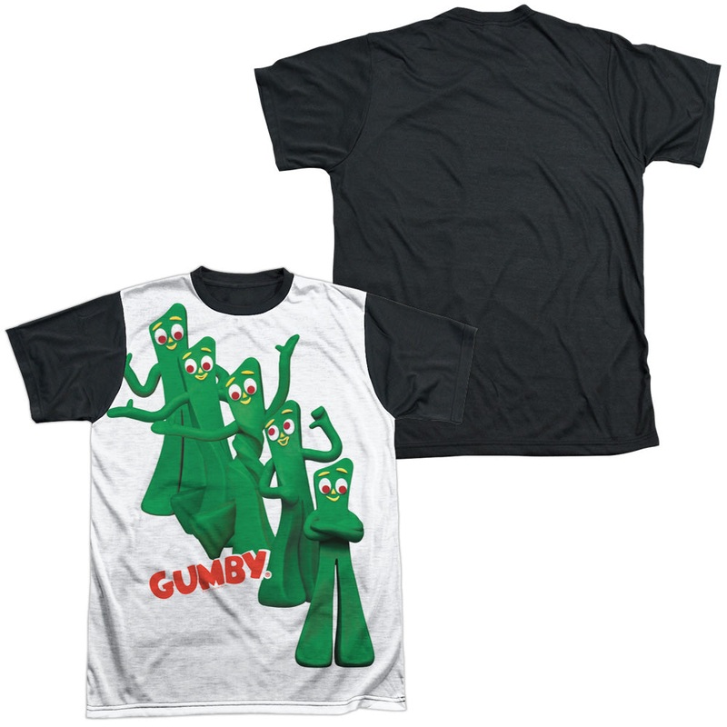 Gumby - Moves - Short Sleeve Adult White Front Black Back   - White T-shirt