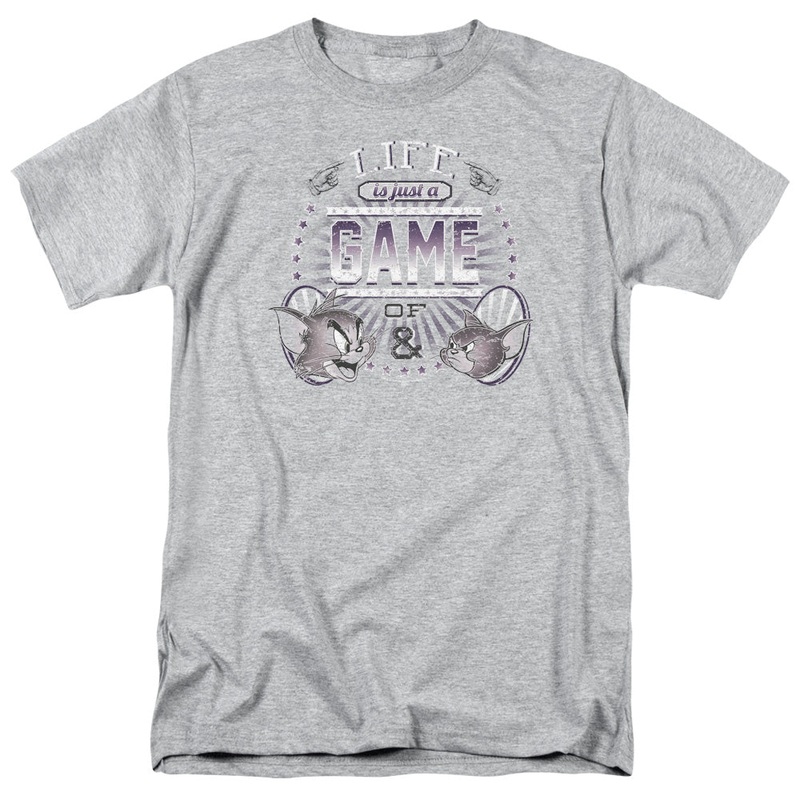 Tom And Jerry - Life Is A Game - Short Sleeve Adult 18/1 - Athletic Heather T-shirt