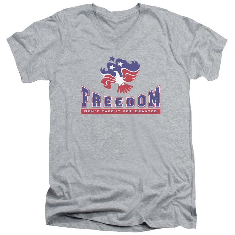 Freedom - Short Sleeve Adult V-neck - Athletic Heather T-shirt