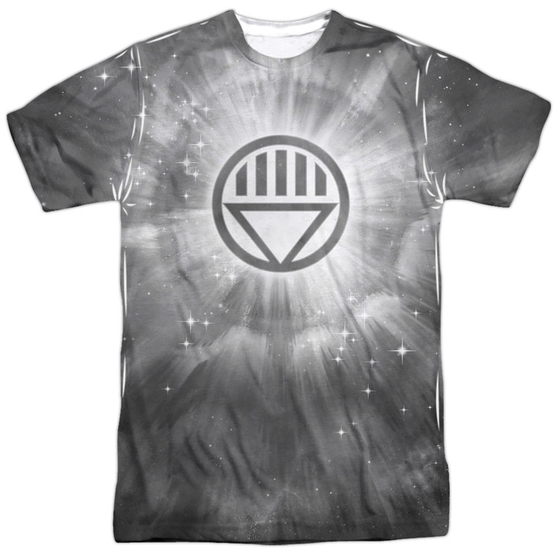Green Lantern - Black Energy -  Short Sleeve Adult 100% Poly Crew - White T-shirt