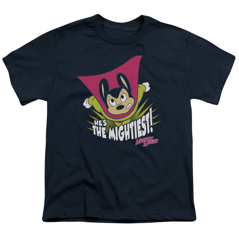 Mighty Mouse - The Mightiest - Short Sleeve Youth 18/1 - Navy T-shirt