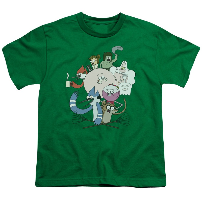 Regular Show - Regular Cast - Short Sleeve Youth 18/1 - Kelly Green T-shirt