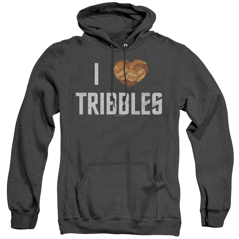 Star Trek - I Heart Tribbles - Adult Heather Hoodie - Black