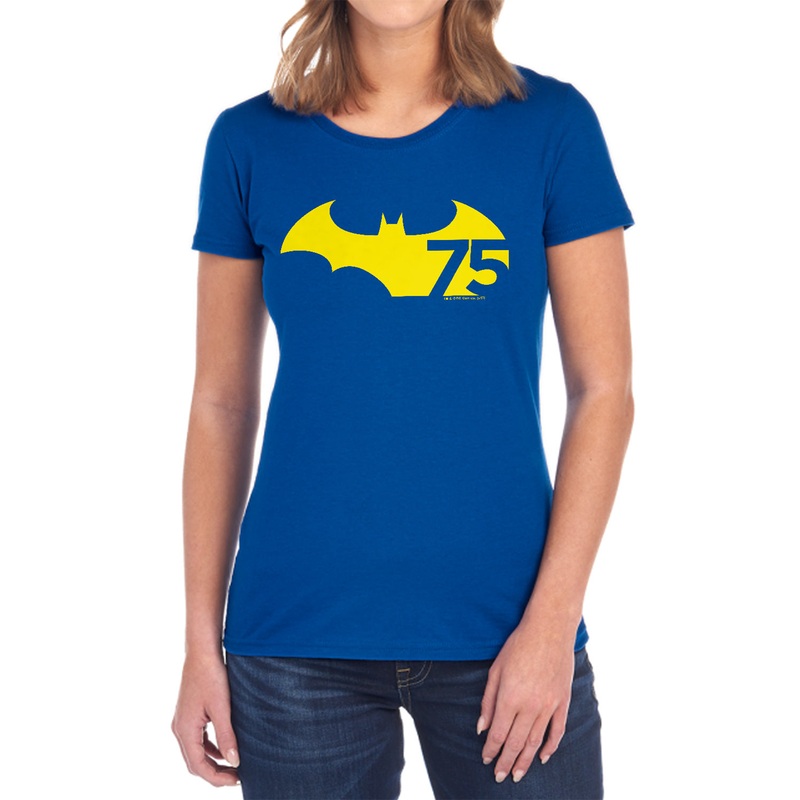 Batman - 75 Logo 2 - Short Sleeve Womens Tee - Black T-shirt