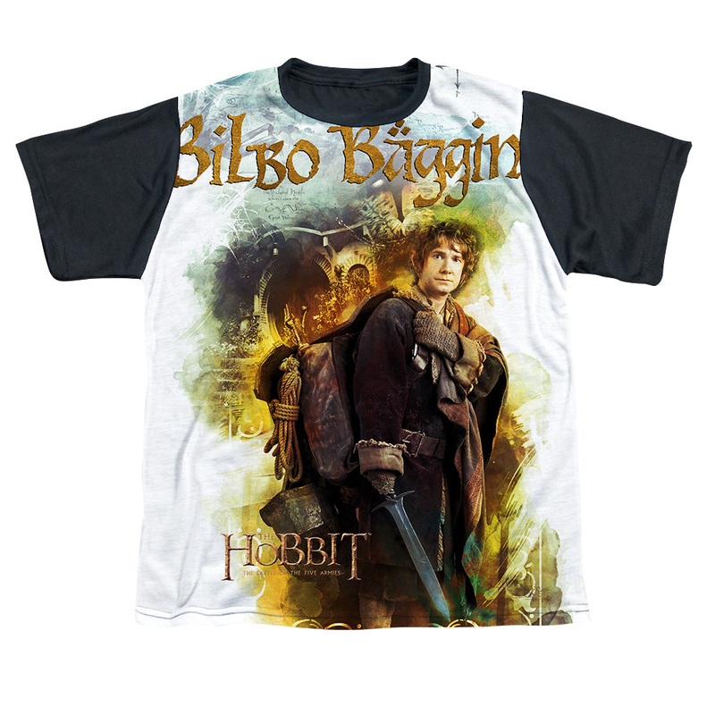 Hobbit - Bilbo - Short Sleeve Youth White Front Black Back   - White T-shirt