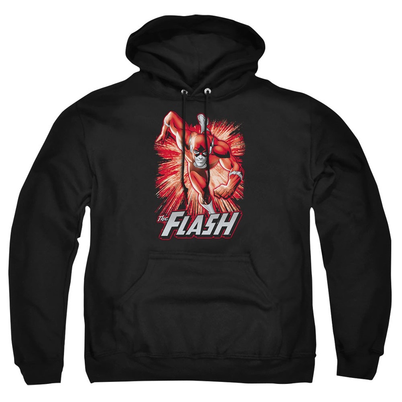 Jla - Flash Red & Gray - Adult Pull-over Hoodie - Black