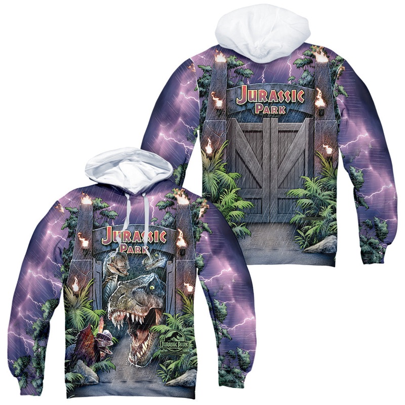 Jurassic Park - Welcome To The Park (Front/back Print) - Adult Poly Pullover Hoodie - White
