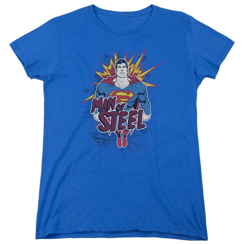 Superman - Steel Pop - Short Sleeve Womens Tee - Royal Blue T-shirt