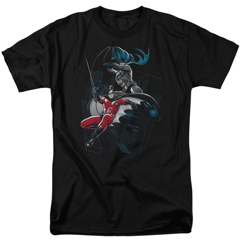 Batman - Black And White - Short Sleeve Adult 18/1 - Black T-shirt