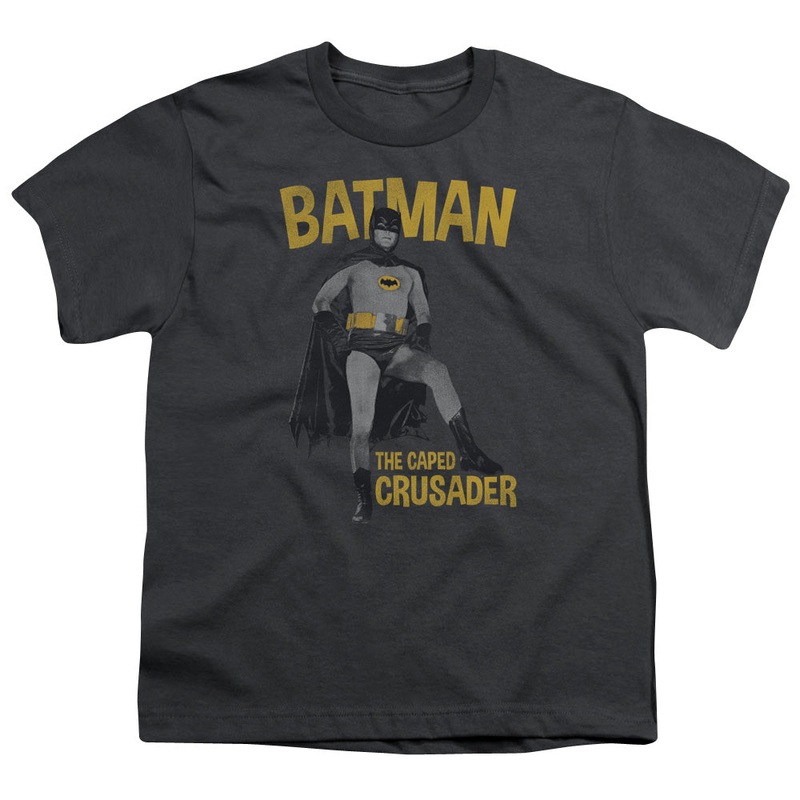 Batman Classic Tv - Caped Crusader - Short Sleeve Youth 18/1 - Charcoal T-shirt