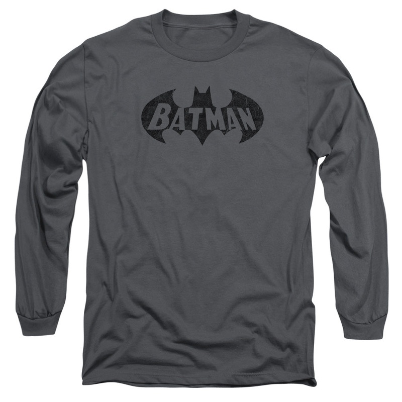 Batman - Crackle Bat - Long Sleeve Adult 18/1 - Charcoal T-shirt