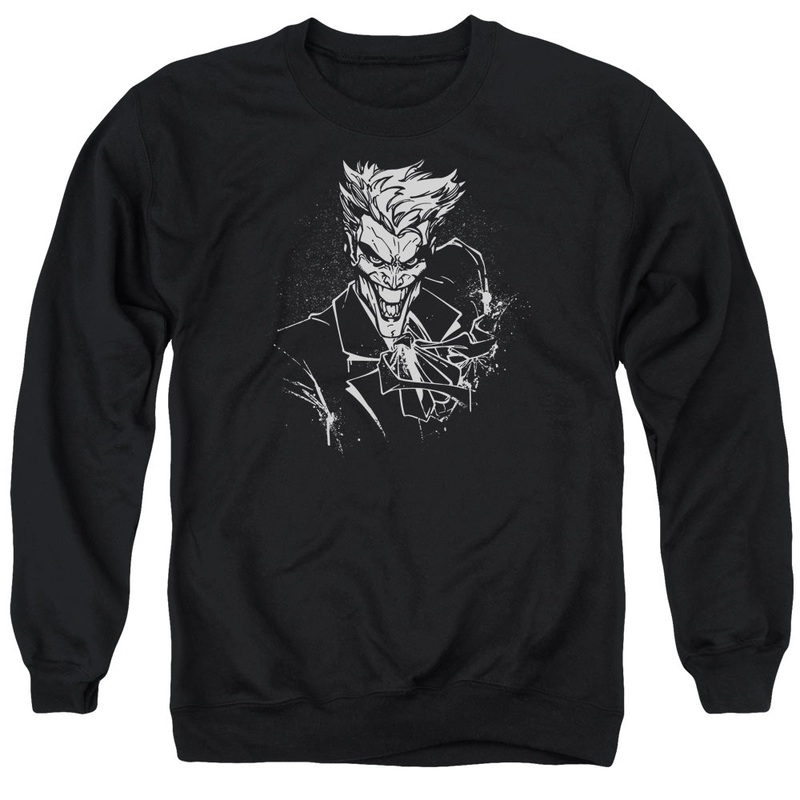 Batman - Joker's Splatter Smile - Adult Crewneck Sweatshirt - Black