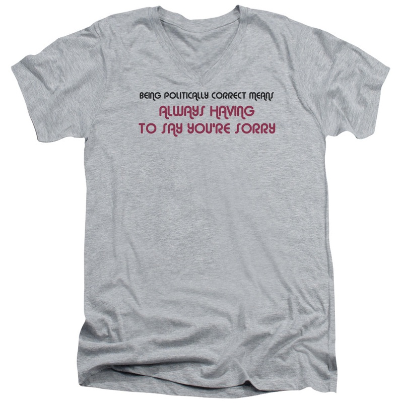 Being Politically Correct - Short Sleeve Adult V-neck - Athletic Heather T-shirt