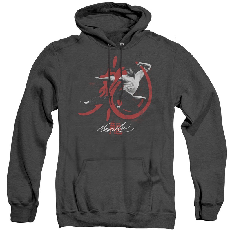 Bruce Lee - High Flying - Adult Heather Hoodie - Black