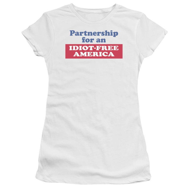 Idiot Free America - Short Sleeve Junior Sheer - White T-shirt