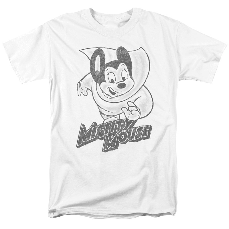 Mighty Mouse - Mighty Sketch - Short Sleeve Adult 18/1 - White T-shirt