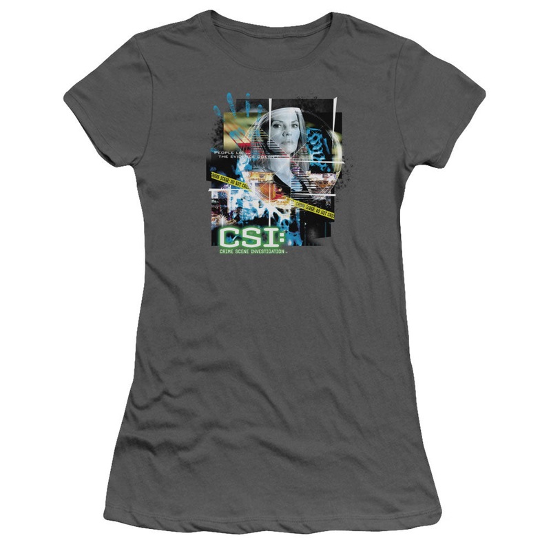 Csi - Evidence Collage - Short Sleeve Junior Sheer - Charcoal T-shirt