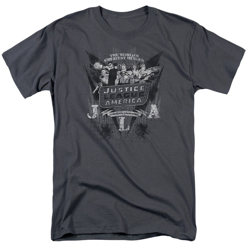 Dc - Greatest Heroes - Short Sleeve Adult 18/1 - Charcoal T-shirt