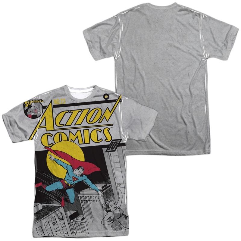 Dc - Superman No. 23 (Front/back Print) -  Short Sleeve Adult 100% Poly Crew - White T-shirt