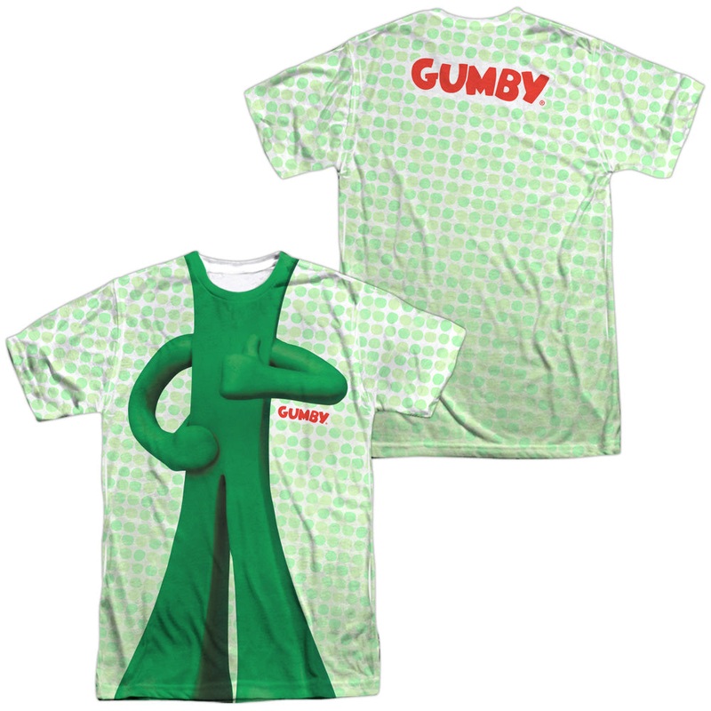 Gumby - Gumb Me Sub (Front/back Print) - Short Sleeve Adult Poly Crew-sublimate White T-shirt