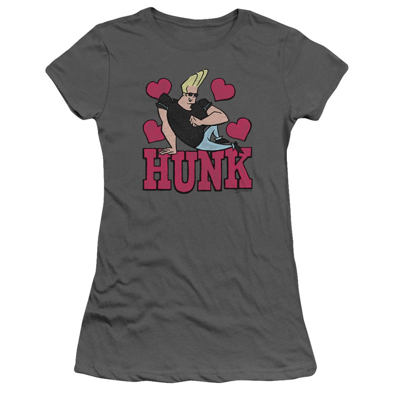 Johnny Bravo - Hunk - Short Sleeve Junior Sheer - Charcoal T-shirt
