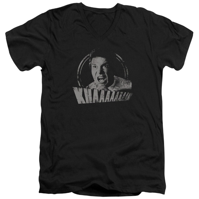 Star Trek - Khan Distressed - Short Sleeve Adult V-neck - Black T-shirt