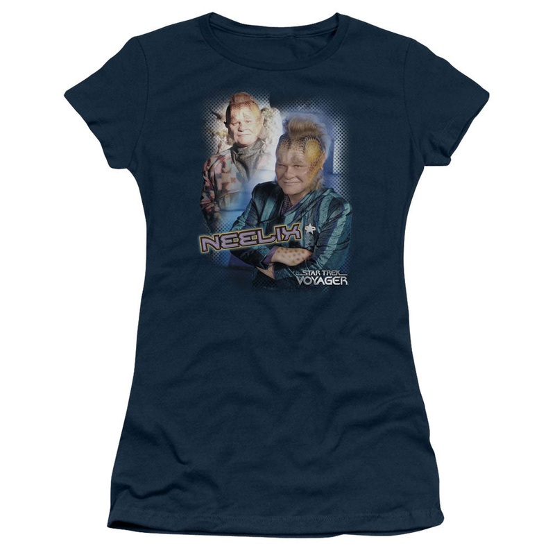 Star Trek - Neelix - Short Sleeve Junior Sheer - Navy T-shirt