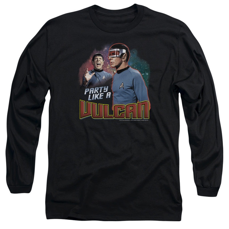 Star Trek - Party Like A Vulcan - Long Sleeve Adult 18/1 - Black T-shirt