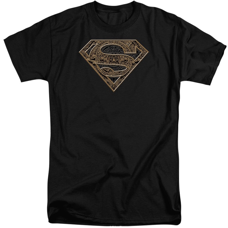 Superman - Aztec Shield - Short Sleeve Adult Tall - Black T-shirt