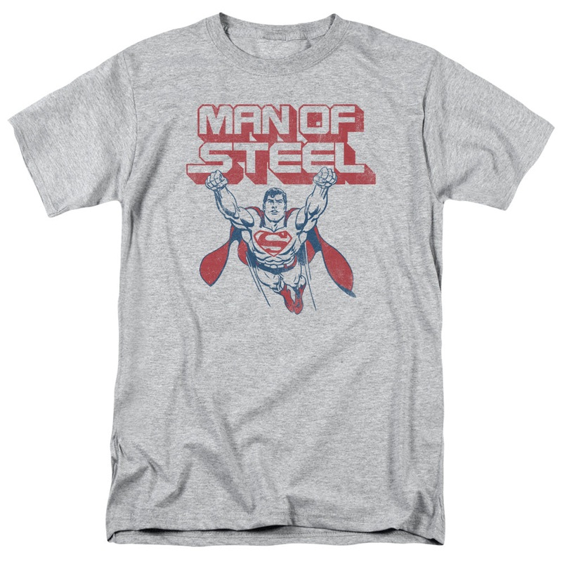 Superman - Steel Retro - Short Sleeve Adult 18/1 - Athletic Heather T-shirt